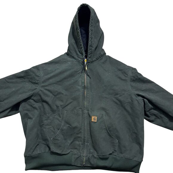 Carhartt Jacket Men’s 4XL Hooded Duck Canvas Quilt-Lined Moss Green J130 READ - Picture 1 of 9
